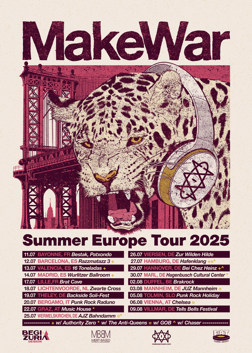 MakeWar Music Europe Tour Poster Design