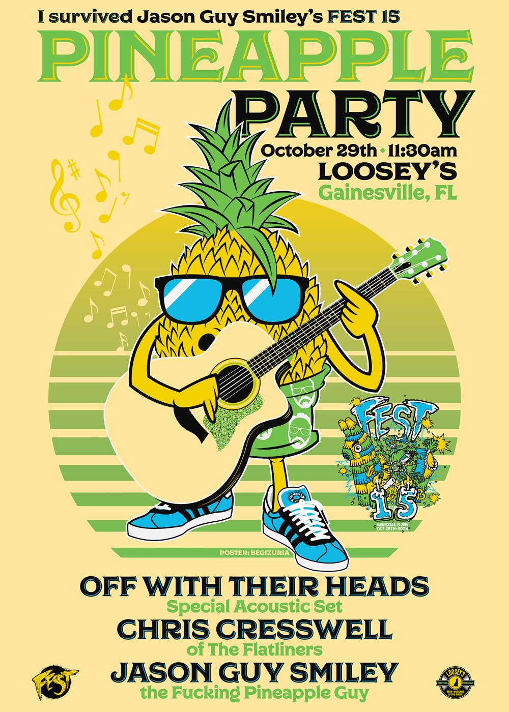 Pineapple Party Fest Gainesville Festival Gig Music Poster Design