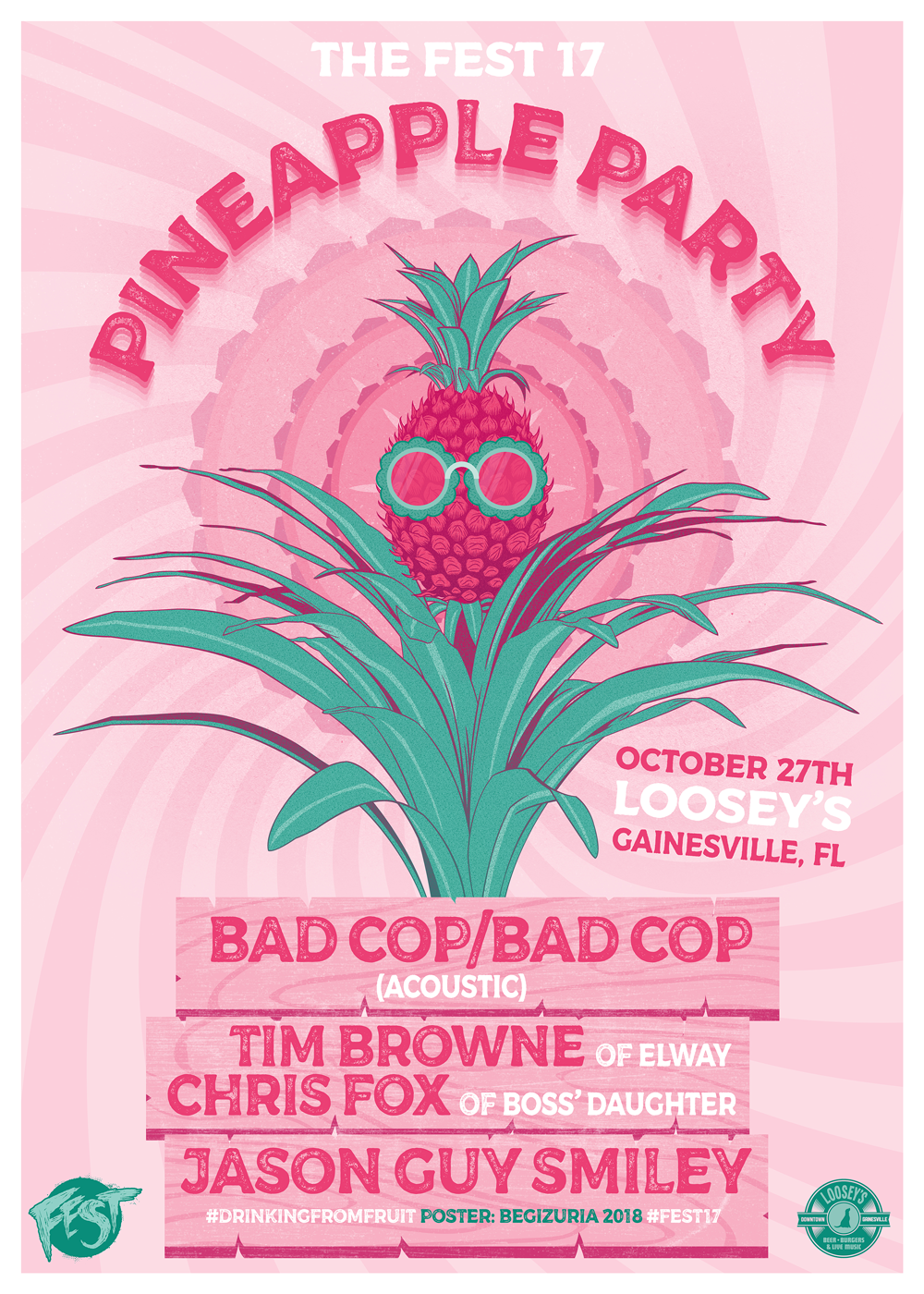 Pineapple Party Fest Gainesville Festival Gig Music Poster Design