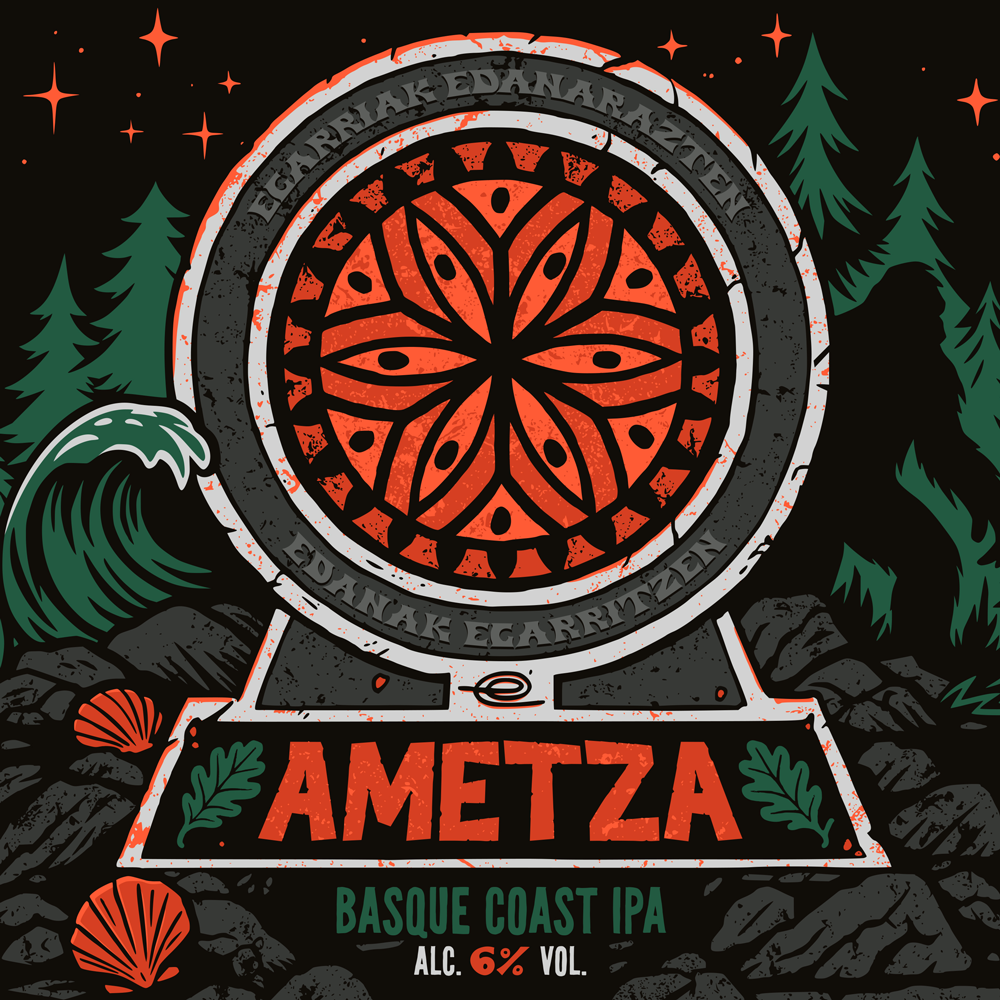 Ametza Ikastola Basque Coast IPA Craft Beer Label Design